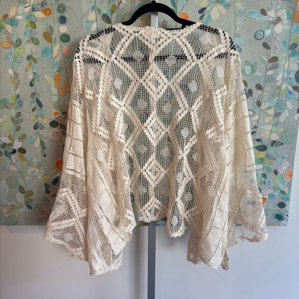 Free People Off The Coast Crochet Cover-Up Ivory one size new cardigan boho new - Picture 6 of 7